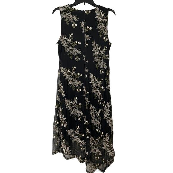 Alfani Black Mesh Floral Embroidered Asymmetrical Fairygoth Sleeveless Dress 6 - Picture 2 of 15
